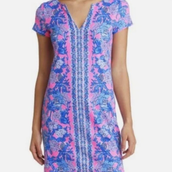 Lilly Pulitzer Sophiletta Dress in Soleil Pink Palm Large NWT - Picture 1 of 2